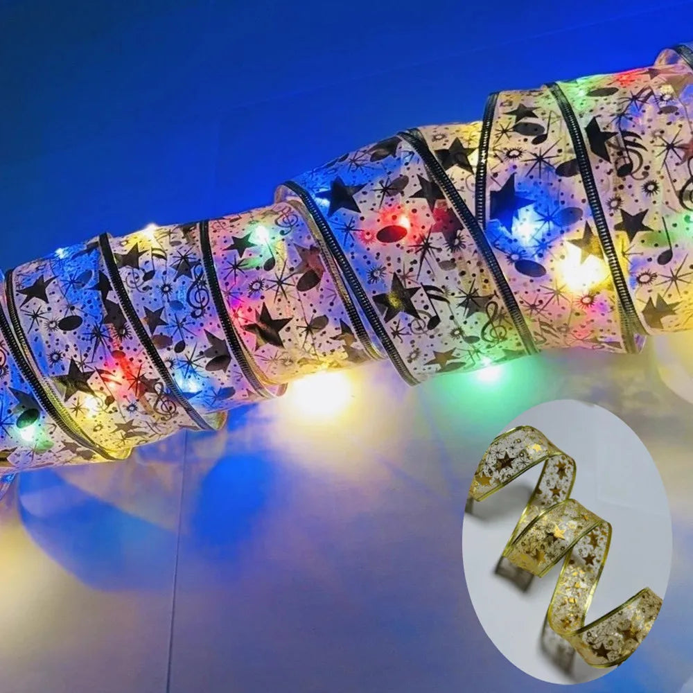 Golden LED Christmas Ribbon Lights