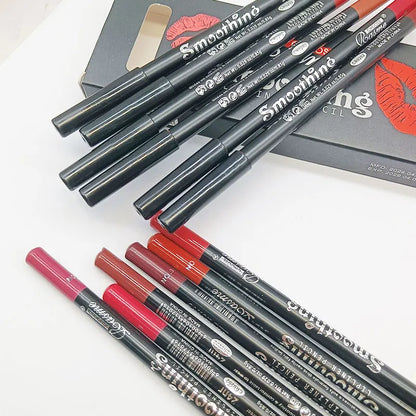 12-Color Waterproof Lip Liner Pen Set