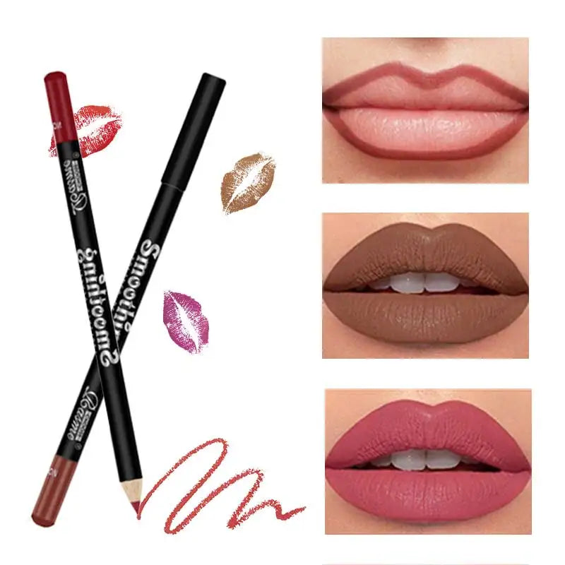 12-Color Waterproof Lip Liner Pen Set