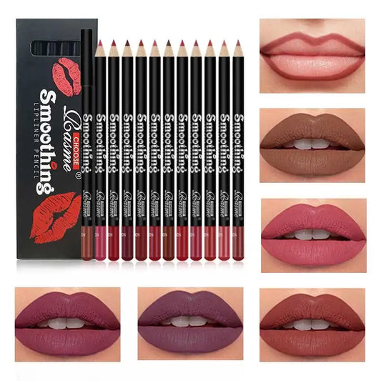 12-Color Waterproof Lip Liner Pen Set