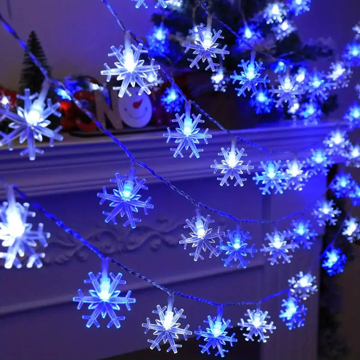 LED Snowflake String Lights