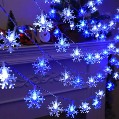 LED Snowflake String Lights