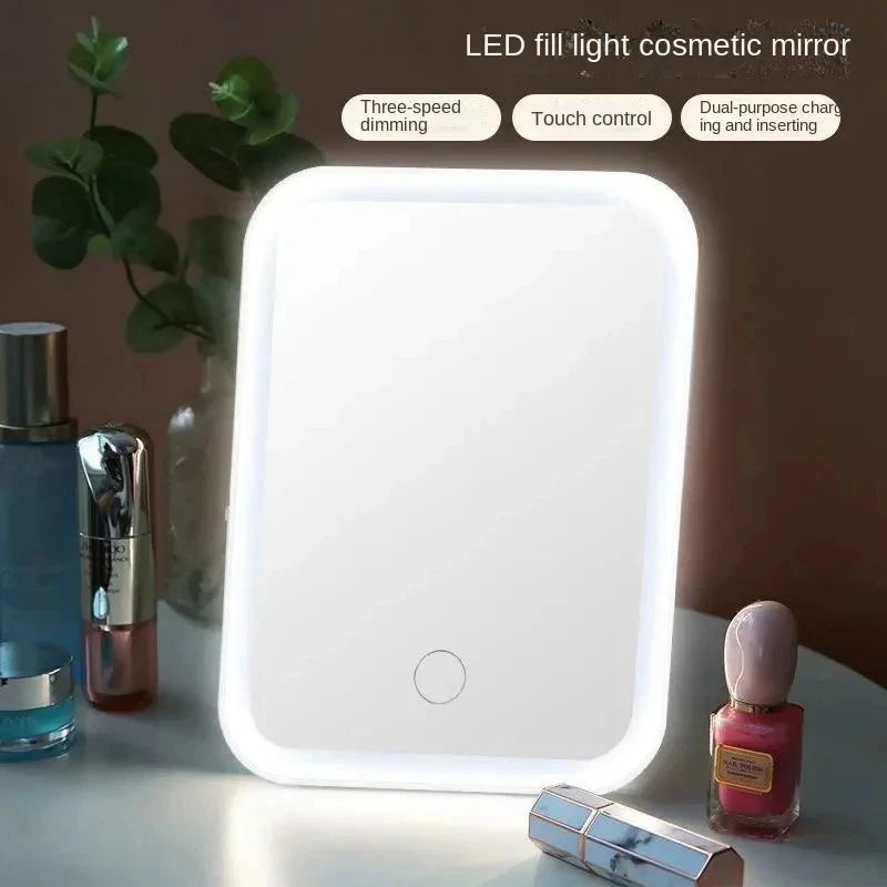 Rechargeable LED Touch Screen Folding Makeup Mirror