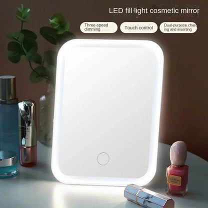 Rechargeable LED Touch Screen Folding Makeup Mirror