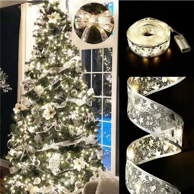 Golden LED Christmas Ribbon Lights