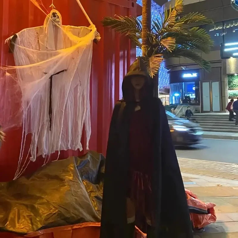 Unisex Black Hooded Cloak