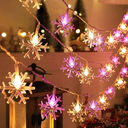 LED Snowflake String Lights