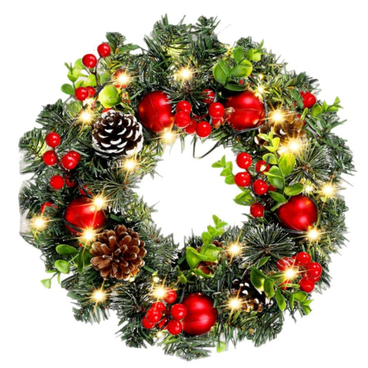 LED Red Christmas Wreath