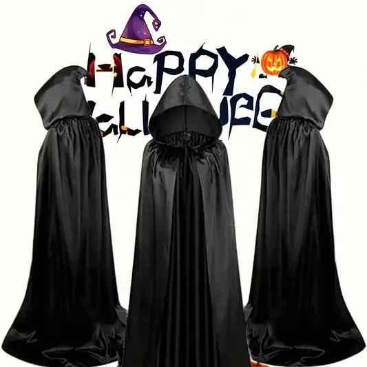 Unisex Black Hooded Cloak
