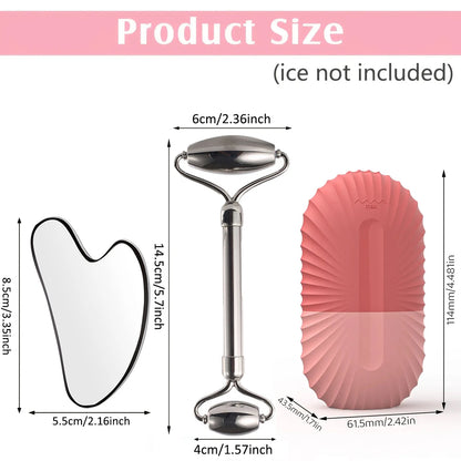 Stainless Steel Ice Face Roller Set