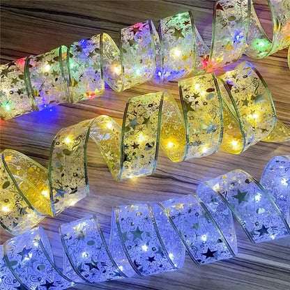 Golden LED Christmas Ribbon Lights