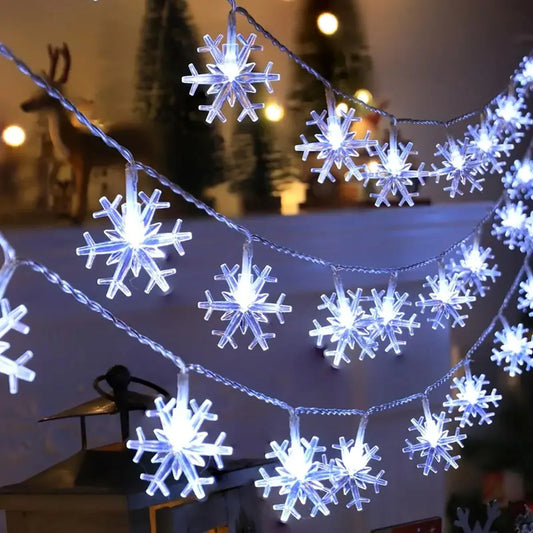 LED Snowflake String Lights