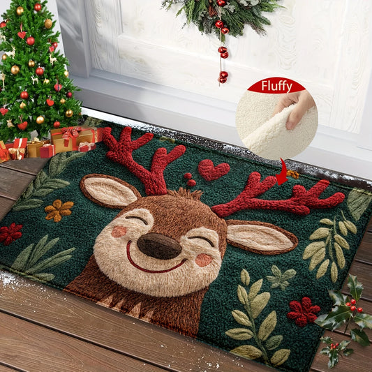 Fluffy Christmas Deer Bath Mat