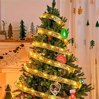 Golden LED Christmas Ribbon Lights