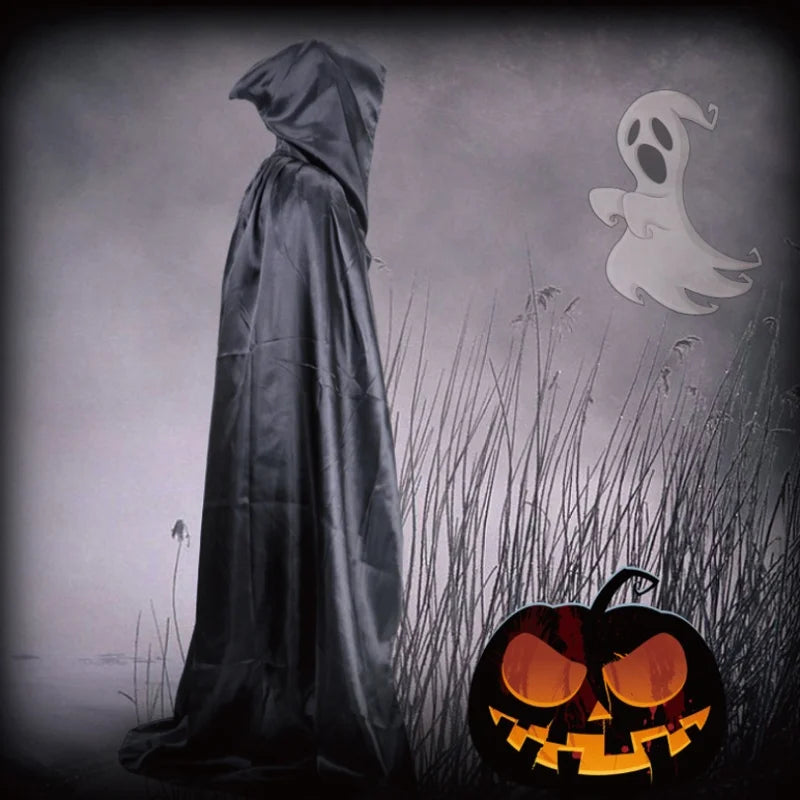 Unisex Black Hooded Cloak