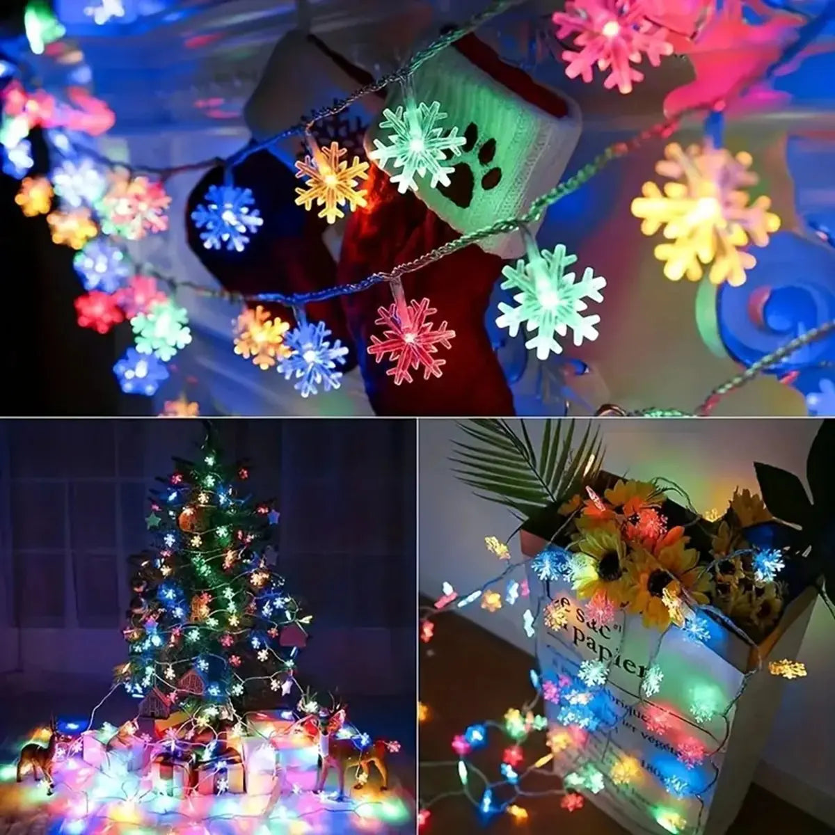 LED Snowflake String Lights