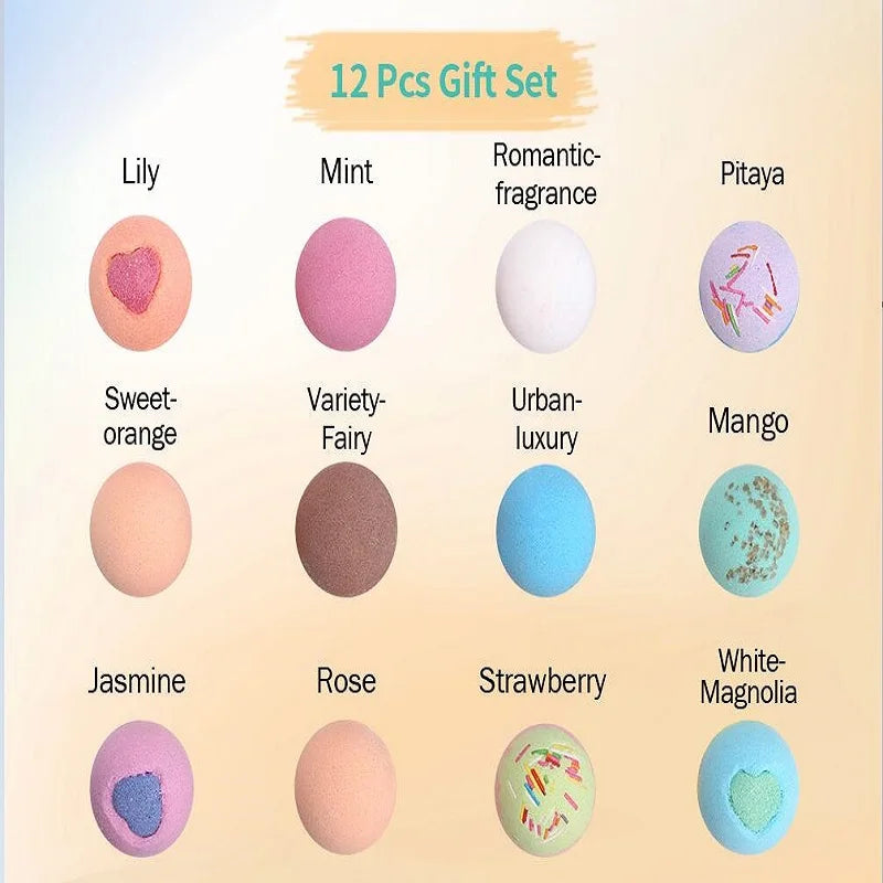 12-Piece Natural Bath Bomb Gift Set