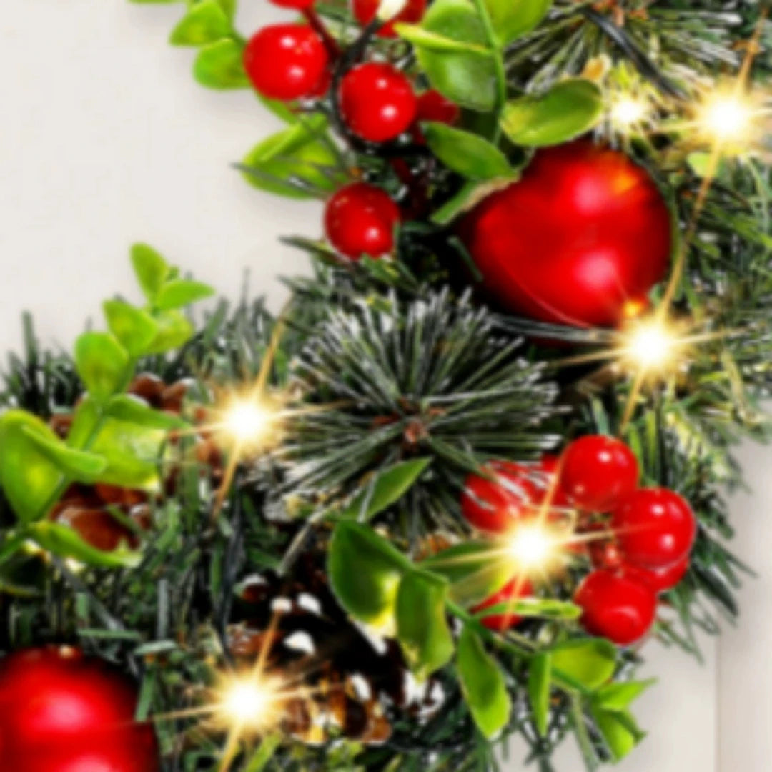 LED Red Christmas Wreath
