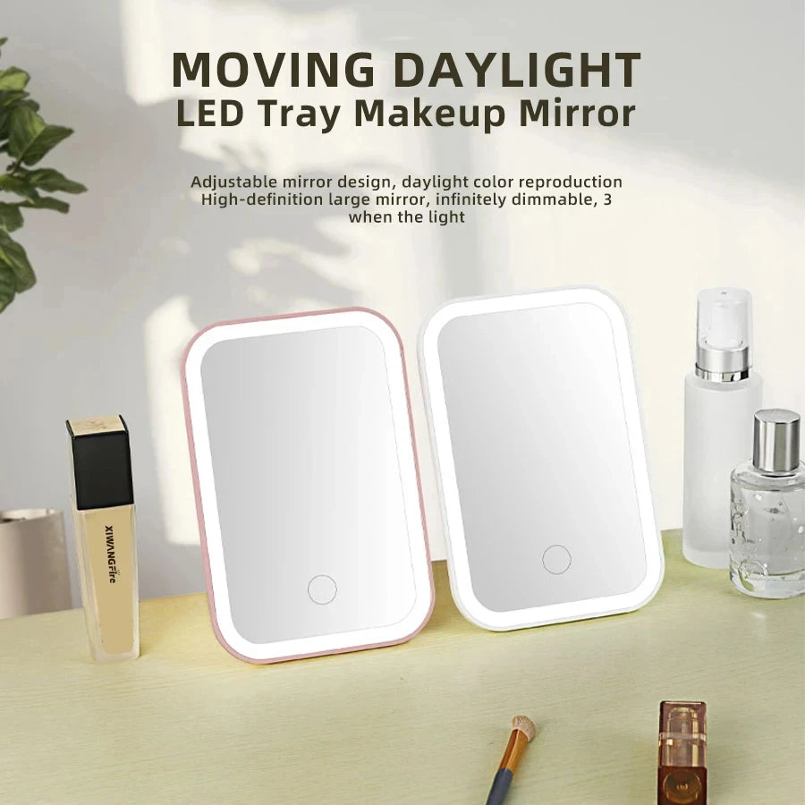 Rechargeable LED Touch Screen Folding Makeup Mirror