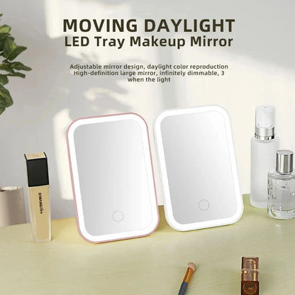 Rechargeable LED Touch Screen Folding Makeup Mirror