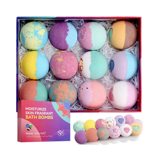 12-Piece Natural Bath Bomb Gift Set