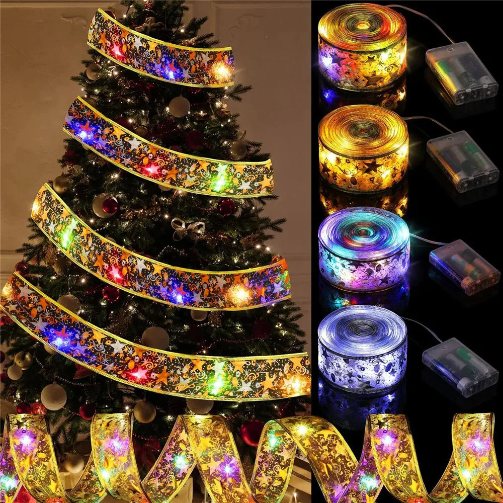 Golden LED Christmas Ribbon Lights