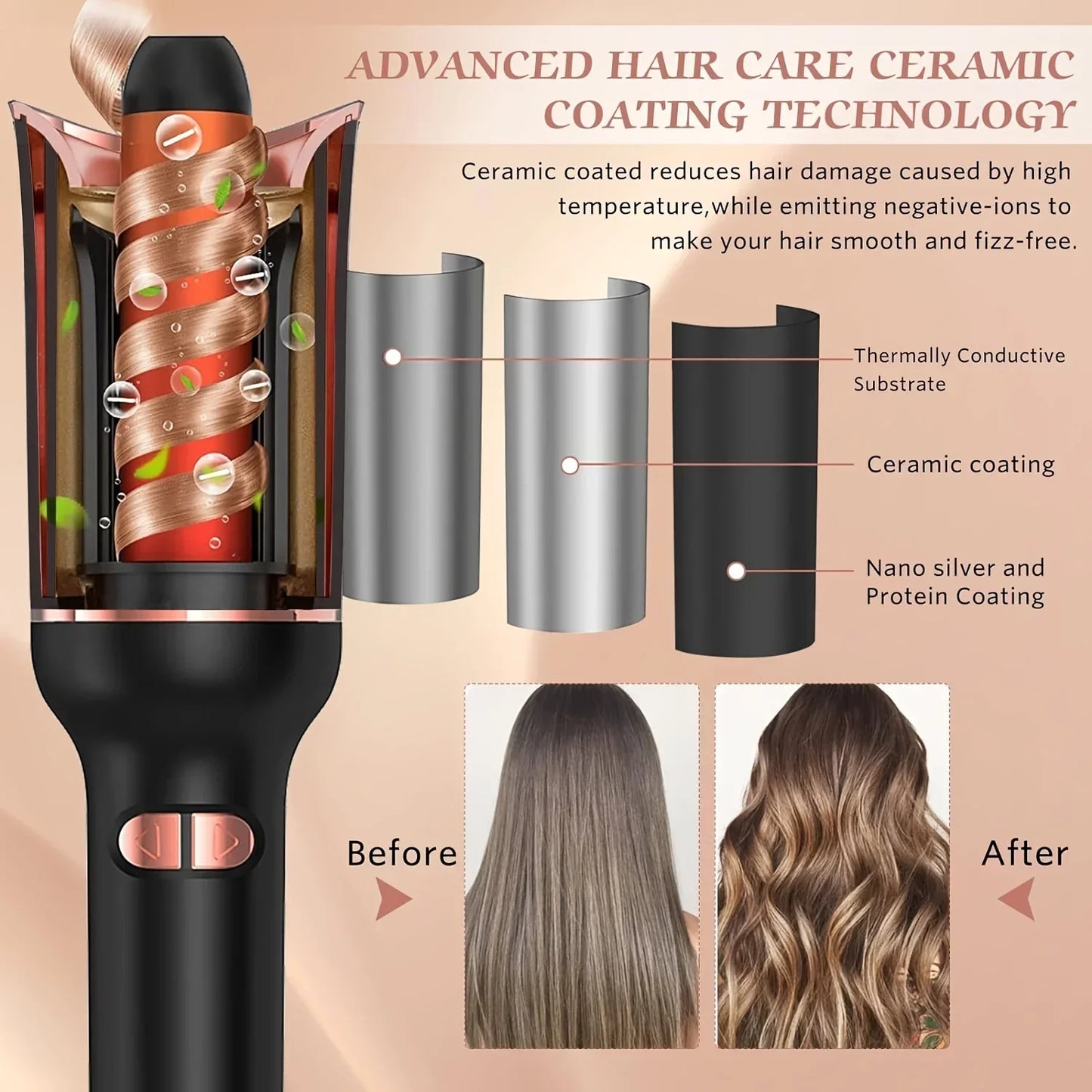 Professional Ceramic Auto-Rotating Curling Iron