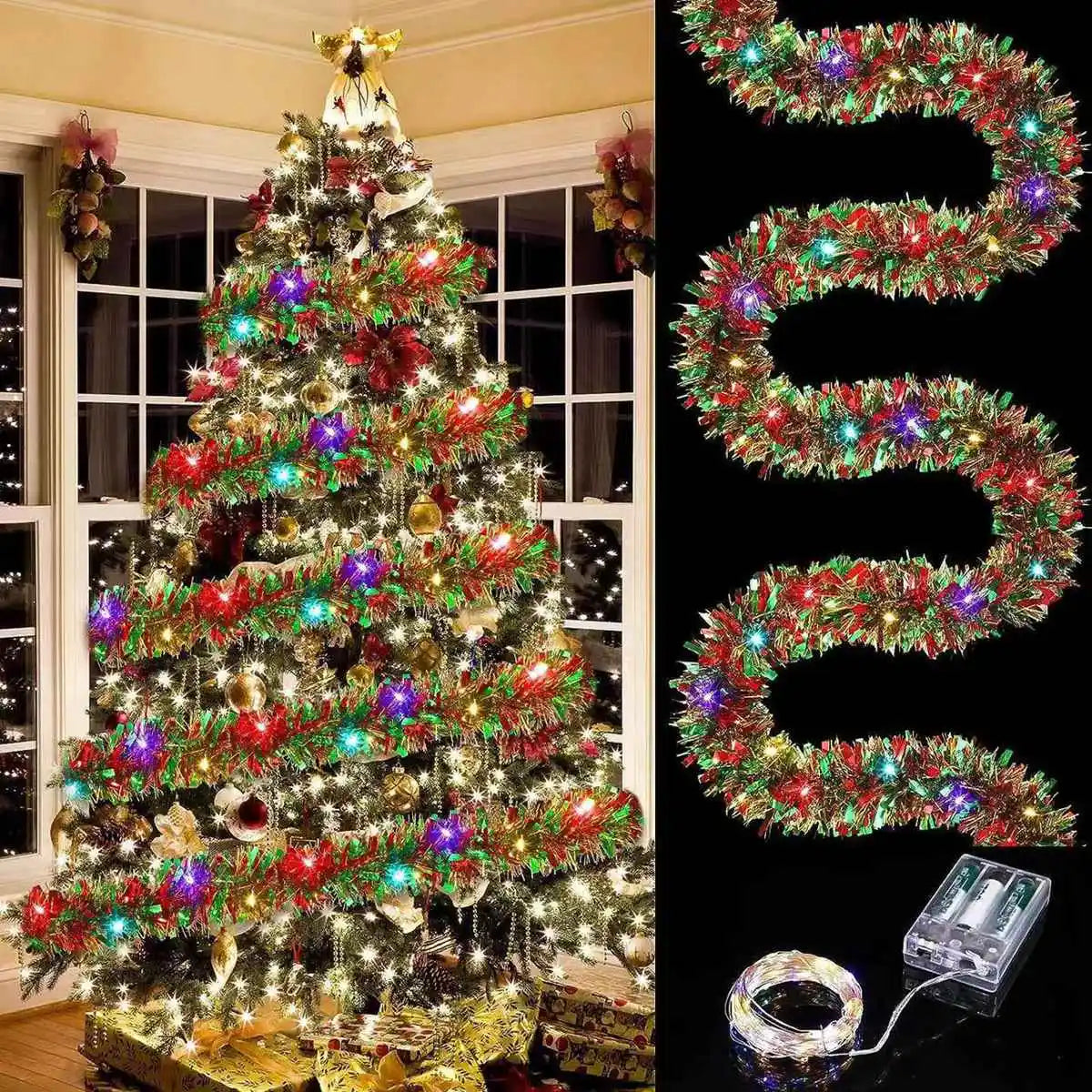 LED Christmas Tinsel Garland