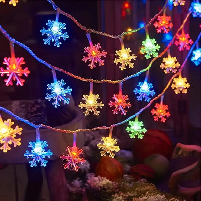 LED Snowflake String Lights