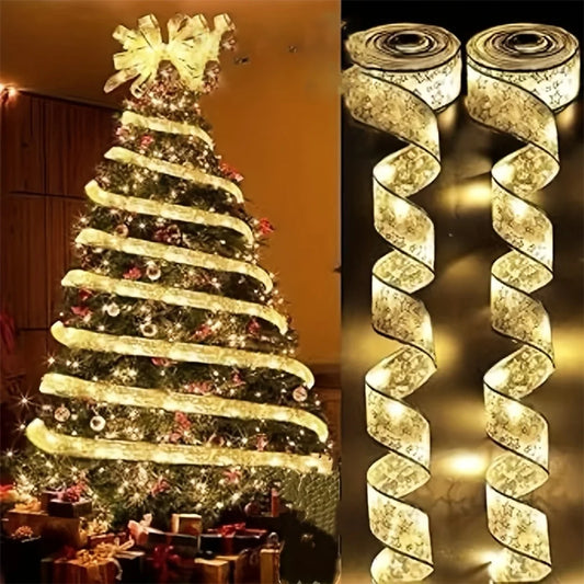 Golden LED Christmas Ribbon Lights